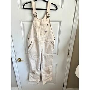 Womens Carhartt loose fit rugged flex overalls -thrashed/stained size Med